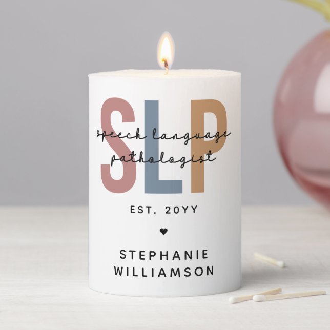 Custom SLP Speech Language Pathologist Pillar Candle (In Situ)