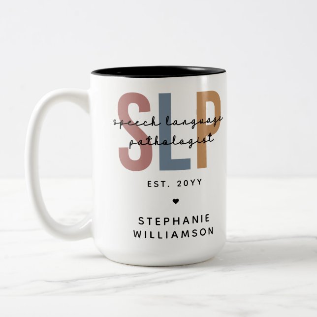 Custom SLP Speech Language Pathologist Two-Tone Coffee Mug (Left)