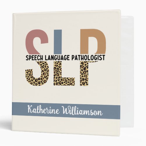 Custom SLP Speech Pathologist Leopard Print 3 Ring Binder