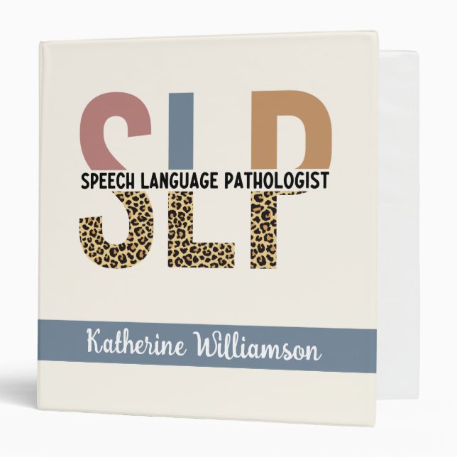 Custom SLP Speech Pathologist Leopard Print 3 Ring Binder (Front/Inside)