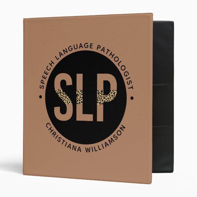 Custom SLP Speech Pathologist Leopard Print 3 Ring Binder (Front/Inside)