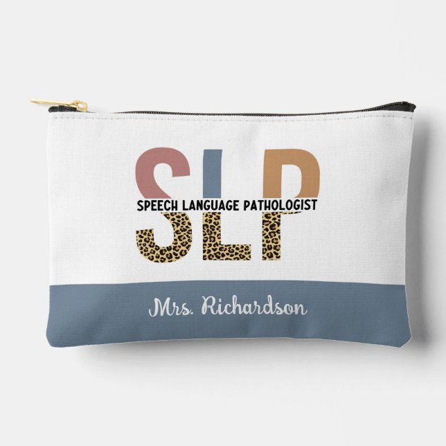 Custom SLP Speech Pathologist Leopard Print Accessory Pouch (Front)
