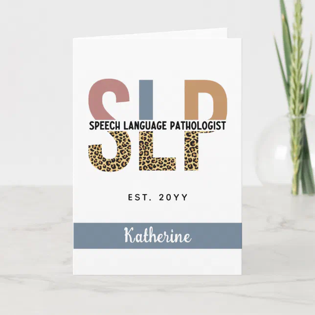 Custom SLP Speech Pathologist Leopard Print Card | Zazzle