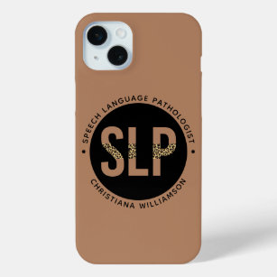 Custom SLP Speech Pathologist Leopard Print Gifts iPhone 15 Plus Case