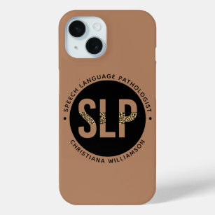 Custom SLP Speech Pathologist Leopard Print Gifts iPhone 15 Case