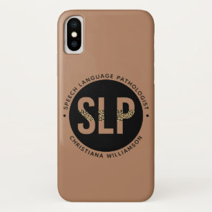 Custom SLP Speech Pathologist Leopard Print Gifts iPhone XS Case