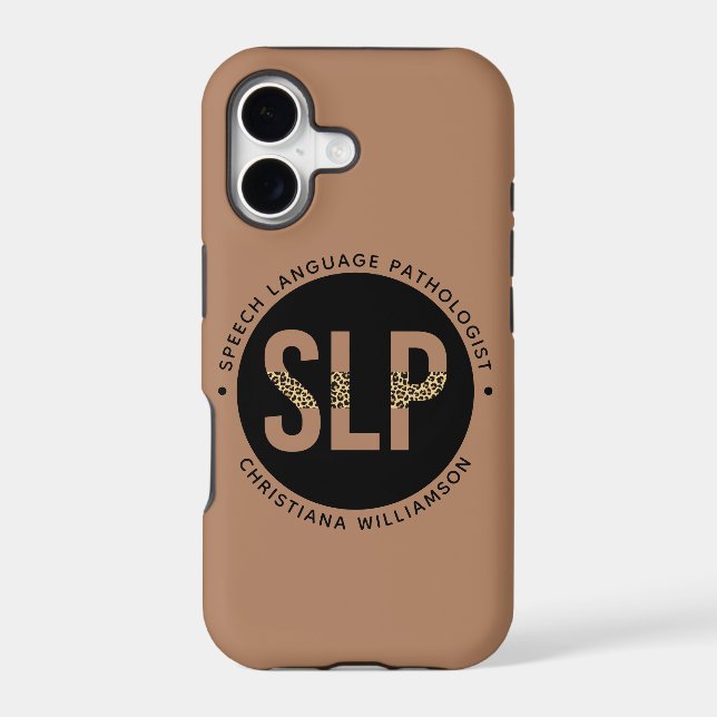 Custom SLP Speech Pathologist Leopard Print Gifts Iphone Case (Back)