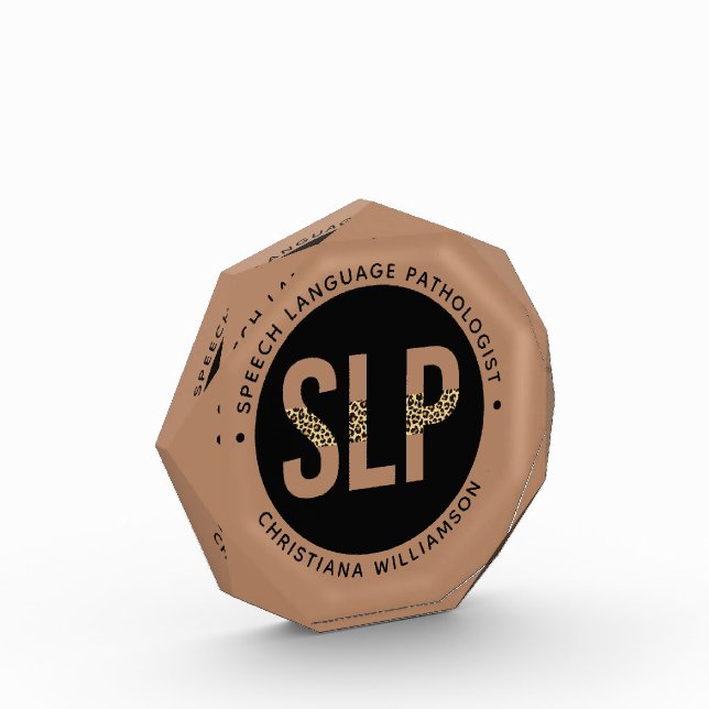 Custom SLP Speech Pathologist Leopard Print Gifts Photo Block (Left)