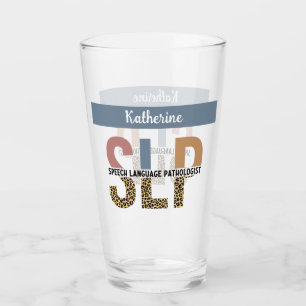 Custom SLP Speech Pathologist Leopard Print Glass