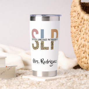 Custom SLP Speech Pathologist Leopard Print Insulated Tumbler