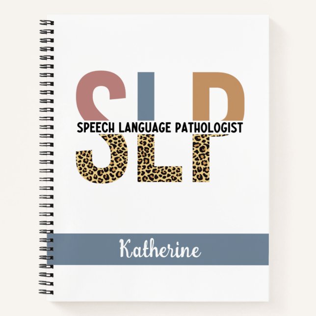 Custom SLP Speech Pathologist Leopard Print Notebook (Front)