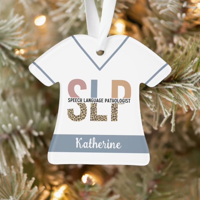 Custom SLP Speech Pathologist Leopard Print Ornament (Tree)