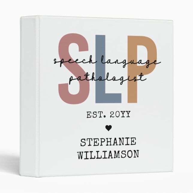 Custom SLP Speech Pathologist Speech Therapist 3 Ring Binder (Front/Spine)