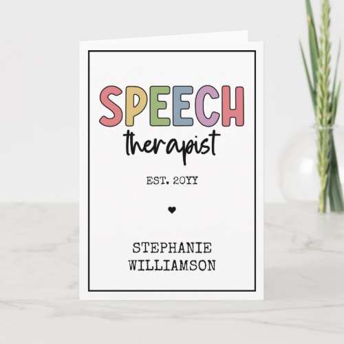 Custom SLP Speech Pathologist Speech Therapist Card