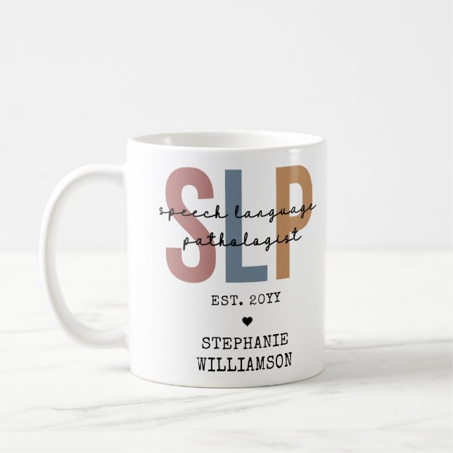 Custom SLP Speech Pathologist Speech Therapist Coffee Mug (Left)