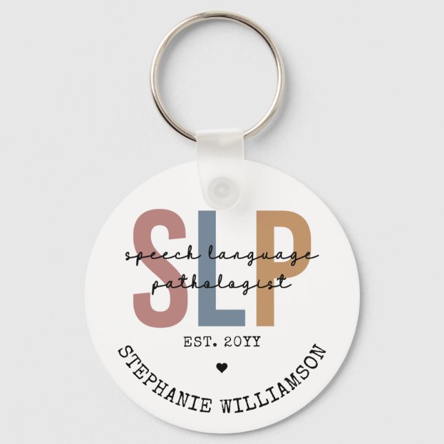 Custom SLP Speech Pathologist Speech Therapist Keychain (Front)