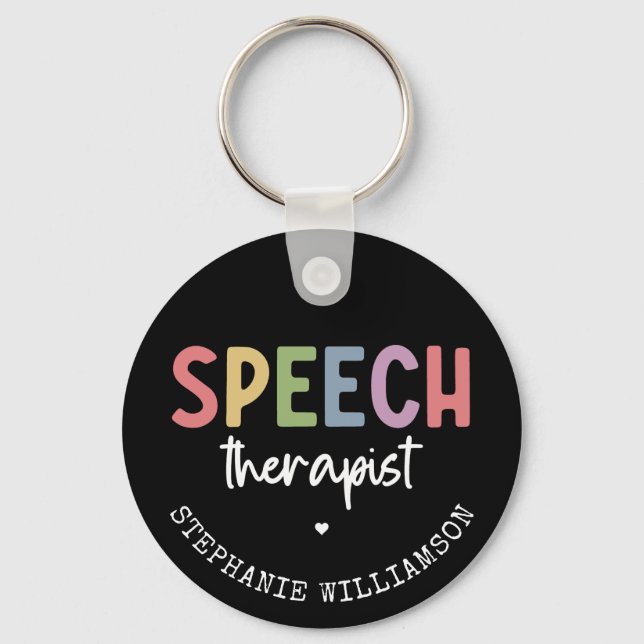 Custom SLP Speech Pathologist Speech Therapist Keychain (Front)