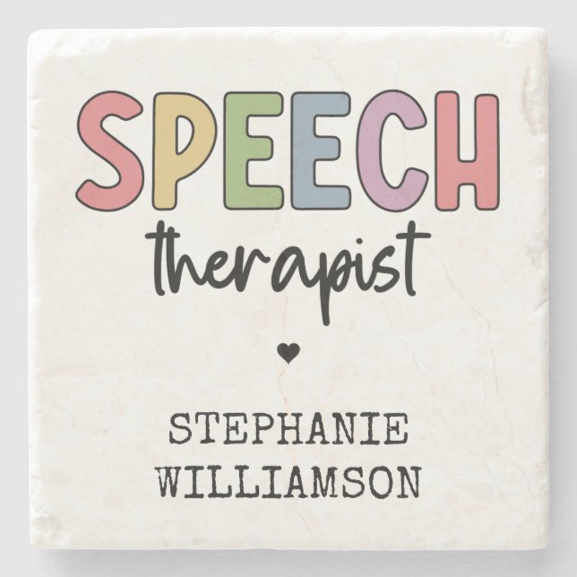 Custom SLP Speech Pathologist Speech Therapist Stone Coaster (Front)