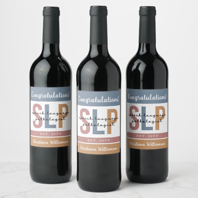 Custom SLP Speech Pathologist Speech Therapist Wine Label (Bottles)