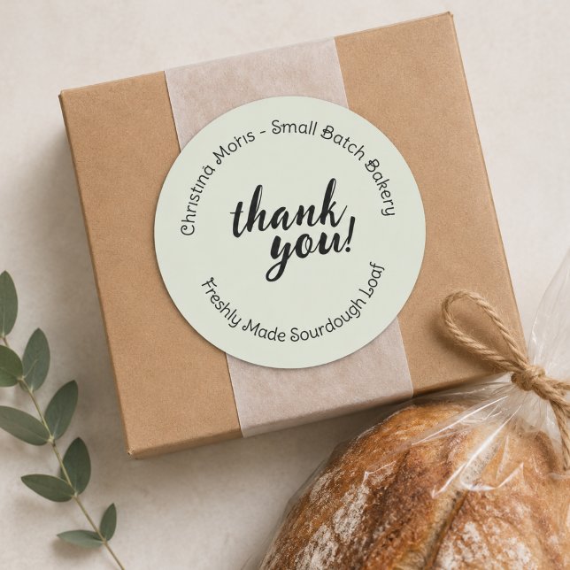 Custom Small Batch Bakery Thank You Round Sticker (Creator Uploaded)