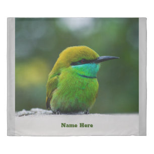 Custom Small Bird Image alongside Name Here Text Duvet Cover