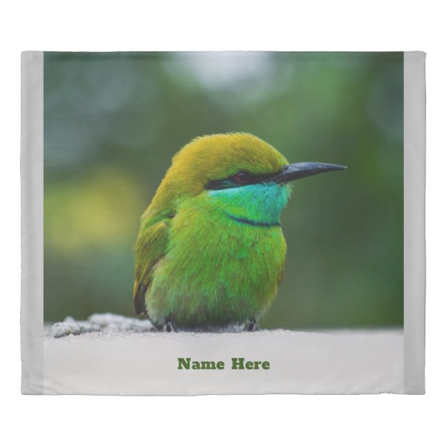 Custom Small Bird Image alongside Name Here Text Duvet Cover (Front)