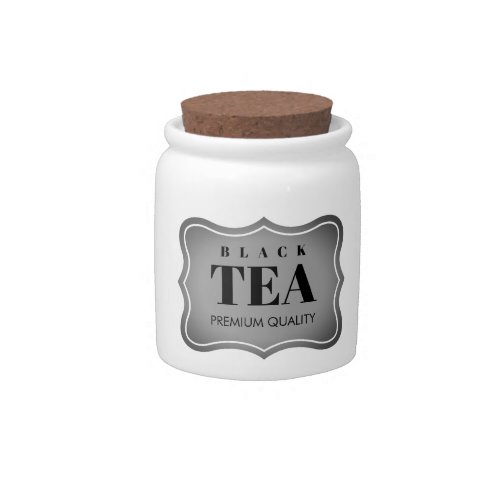 Custom small black tea leaf jar with cork lid