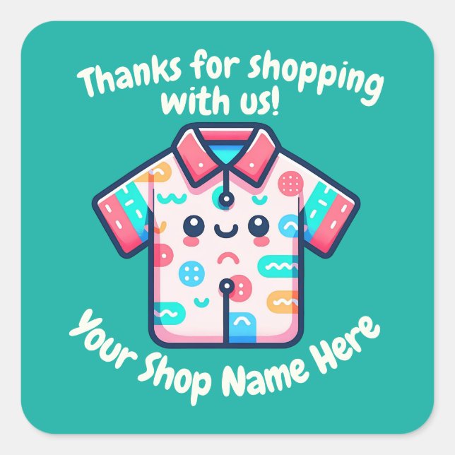 Custom Small Business Name Cute Tee POD Seller Square Sticker (Front)