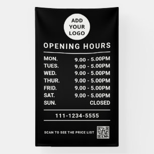 Custom Small Business Opening Hours logo & qr code Banner