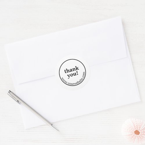 Custom Small Business âThank Youâ Black and White Classic Round Sticker