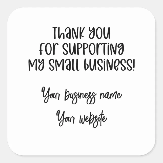 Custom Small Business Thank you Shipping Package Square Sticker | Zazzle