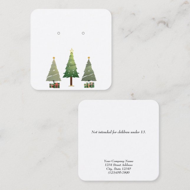 Custom Small Christmas Tree Earring Display Cards (Front/Back)