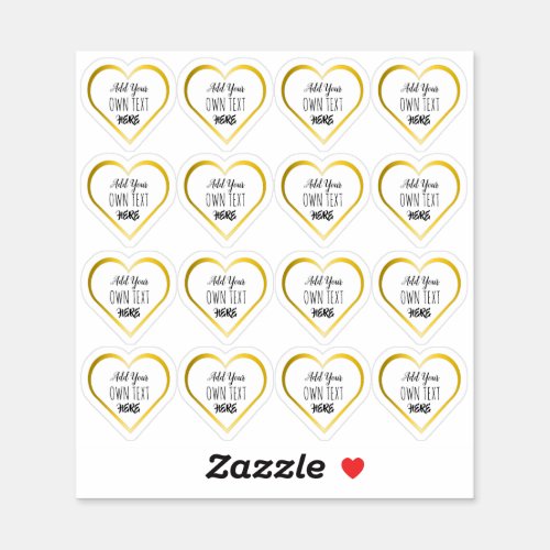 Custom Small Clear Gold Heart Stickers
