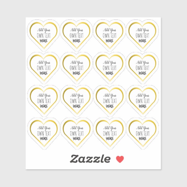 Custom Small Clear Gold Heart Stickers (Sheet)
