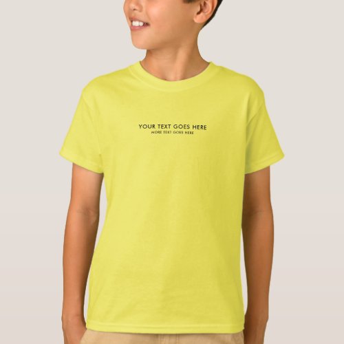 Custom Small Font Text Template Kids Boys Yellow T_Shirt