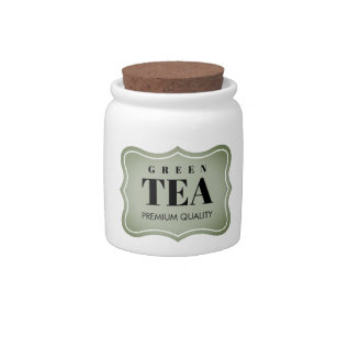 Custom small green tea leaf jar with cork lid