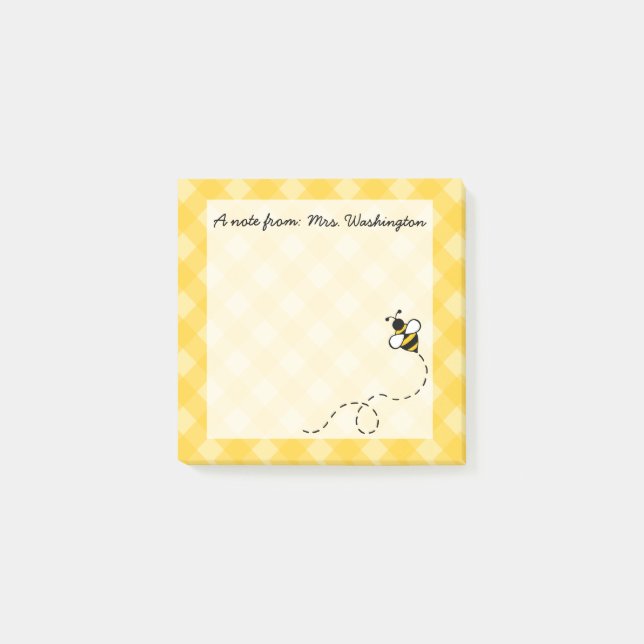 Custom Small Honey Bee Gift Post It Notes (Front)