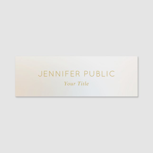 Custom Small Rectangle Name Employee Staff Elegant Tag (Front)