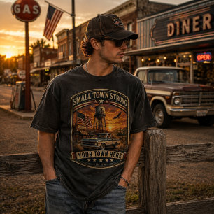 Custom Small Town Strong Vintage Golden Sunset T-Shirt