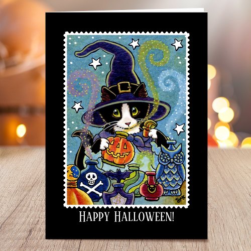 Custom Smell of Halloween Cat Witch Card