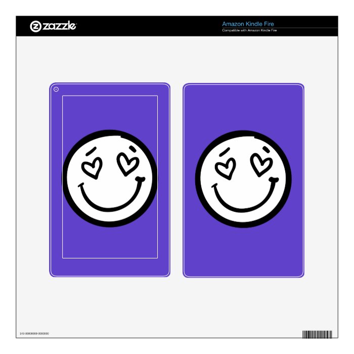 Custom Smiley Face on Purple Background Decal For Kindle Fire