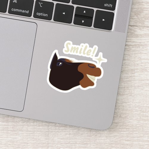 Custom Smiling Flehmen Response Bay Horse Portrait Sticker