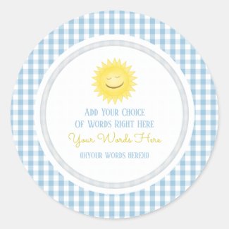 Custom Smiling Sun Gingham Stickers