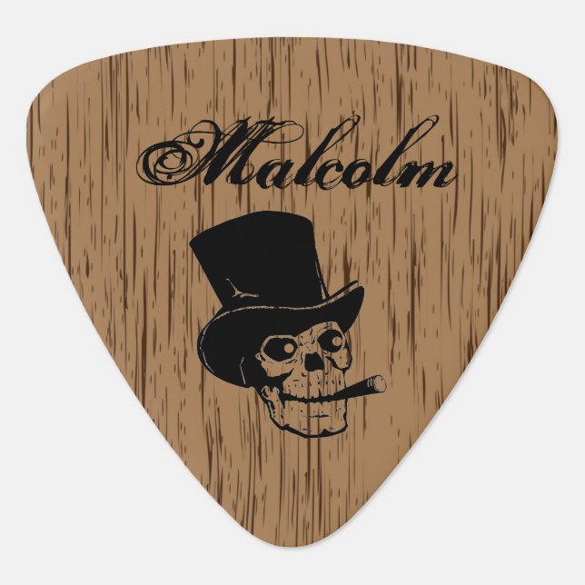 Custom Smoking Skull Guitar Pick (Front)