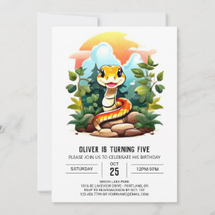 Custom Snake Kids Birthday Party Invitation
