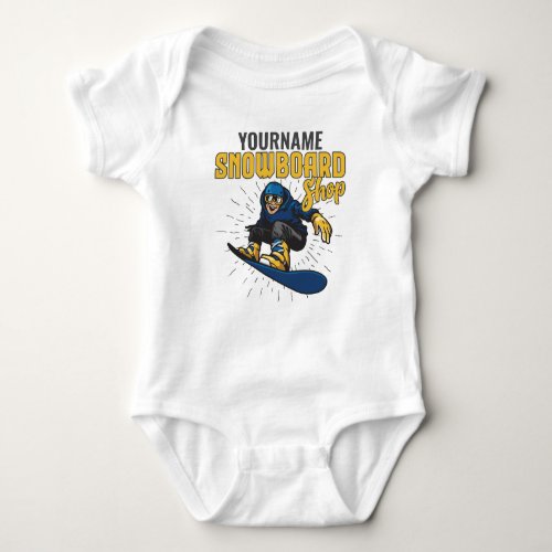 Custom Snow Boarder Snowboarding Shop Big Air  Baby Bodysuit