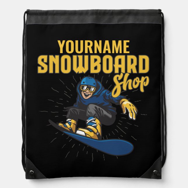 Custom Snow Boarder Snowboarding Shop Big Air  Drawstring Bag (Front)