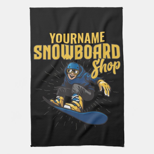 Custom Snow Boarder Snowboarding Shop Big Air Kitchen Towel (Vertical)