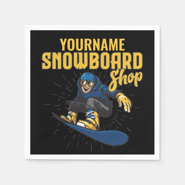 Custom Snow Boarder Snowboarding Shop Big Air Napkins (Front)