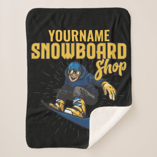 Custom Snow Boarder Snowboarding Shop Big Air Sherpa Blanket